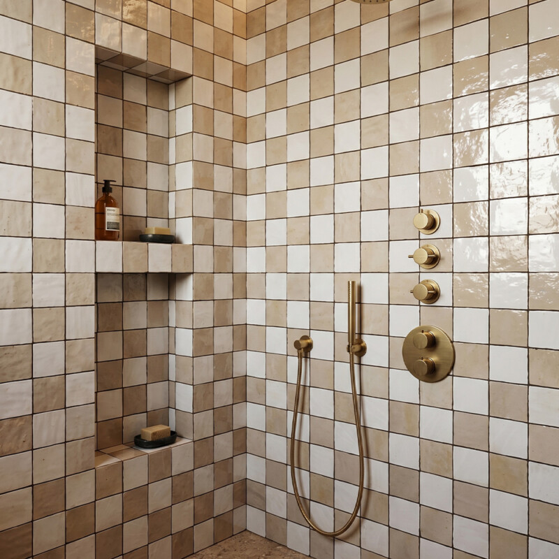 Gris Beige Glossy Zellige Tiles 4×4 (WMZ90007)